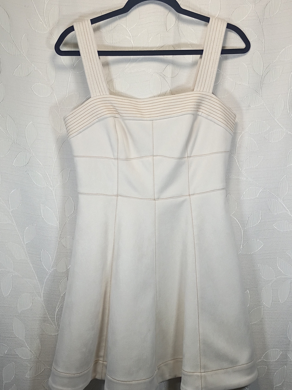 BCBG Cream Square-Neck Mini Dress with Wide Straps